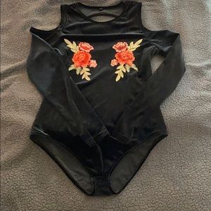 NWOT velvet floral bodysuit